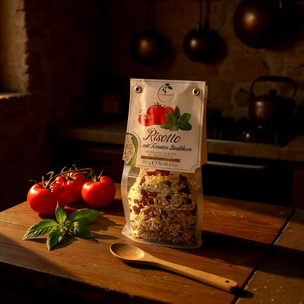 Risotto mit Tomate und Basilikum Gourmeza