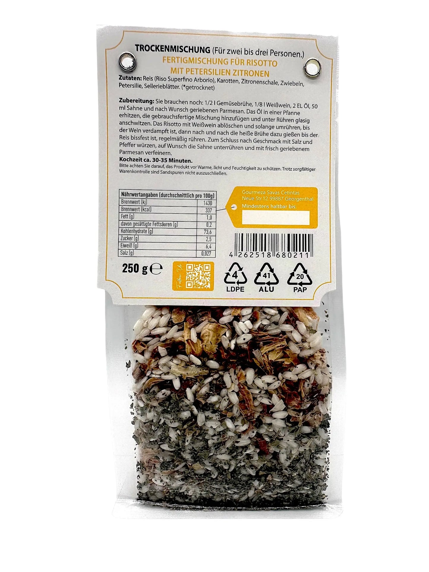 Risotto mit Zitrone-Petersilie Gourmeza