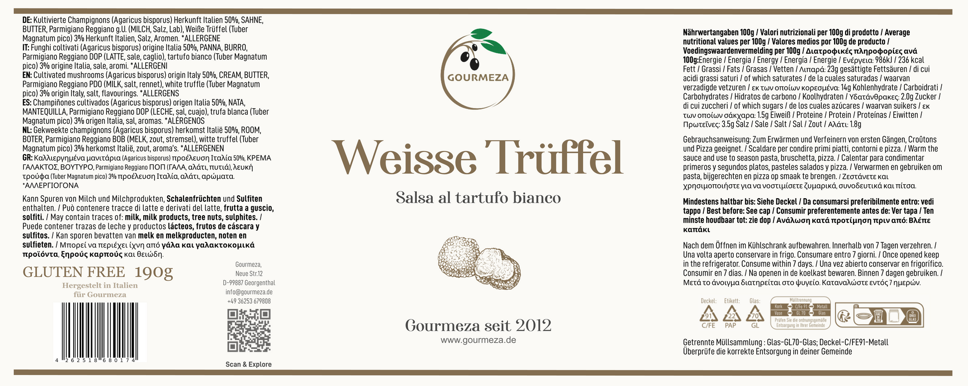 Weisse Trüffelsauce Gourmeza